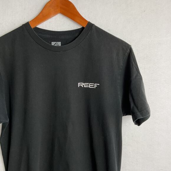 Reef Mens Basic Crew Neck Tee Shirt 100 Percent Cotton Black size Medium - Picture 4 of 9